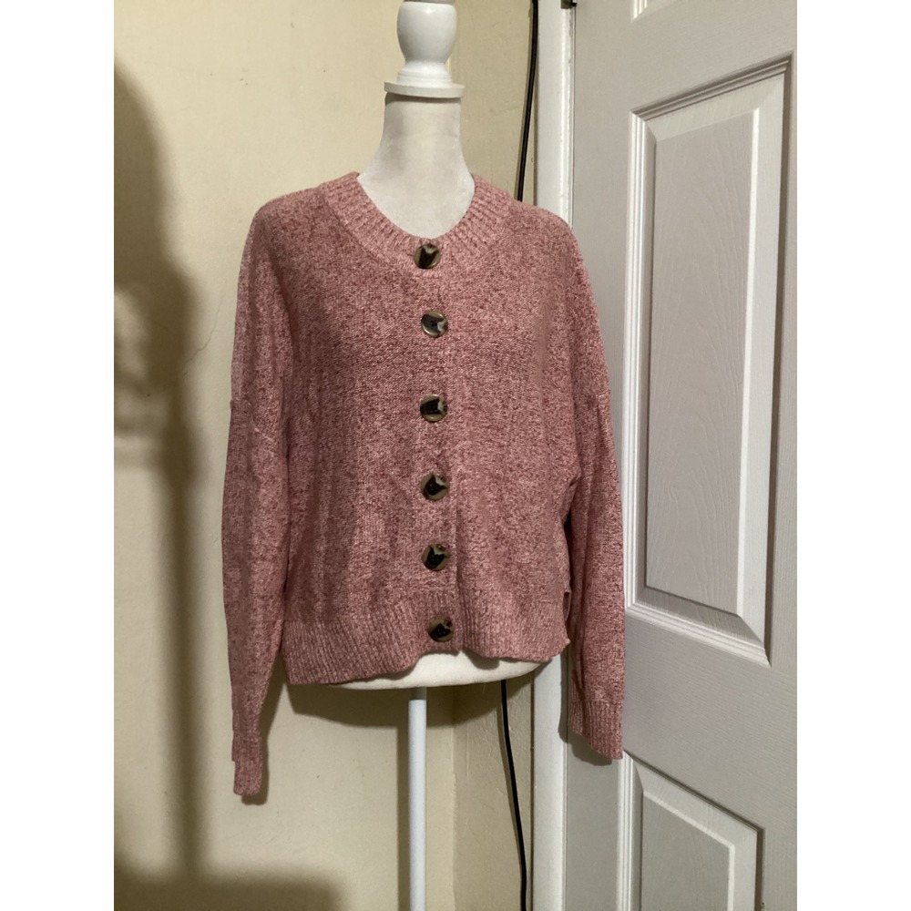 Quince Organic Cotton Cropped Cardigan Marled Rose Pink XL LB110107-DYKF001
